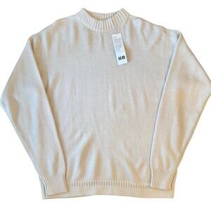 Uniqlo Sweater 100% Wool Crewneck Knit Natural Academic Classic Cream Unisex XL
